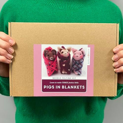 Bergin & Bath Needle Felting kit - Pigs in Blankets. A Festive Christmas Craft kit for Adults and Teens. Learn to Make Felted Decorations from Wool. - Image 6