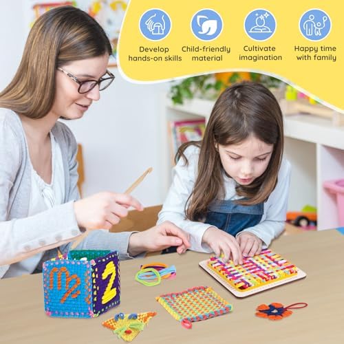 Weaving Loom Kit Toys for Kids and Adults - with Wooden Base Scale Markings - Image 5