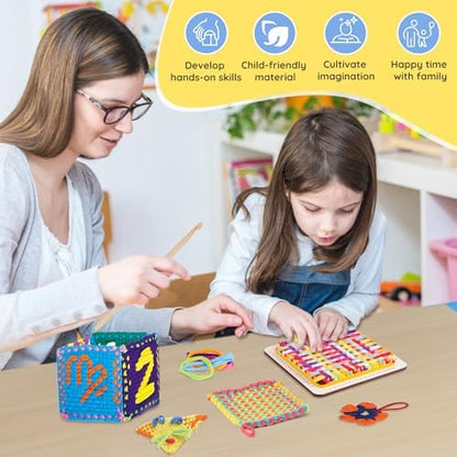 Weaving Loom Kit Toys for Kids and Adults - with Wooden Base Scale Markings - Image 5