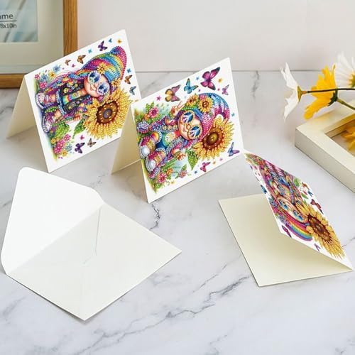 antor 6 Pcs 5D Diamond Painting Greeting Cards Kits, Sunflower Happy DIY Diamond Art Cards with Envelopes, Handmade Rhinestone Greeting Card Set for Birthdays & Holidays - Image 7