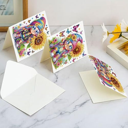 antor 6 Pcs 5D Diamond Painting Greeting Cards Kits, Sunflower Happy DIY Diamond Art Cards with Envelopes, Handmade Rhinestone Greeting Card Set for Birthdays & Holidays - Image 7