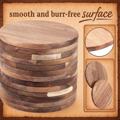Meanplan 40 Pcs Blank Wooden Coasters, 4 x 4 x 0.28 Inch, Round, Brown - Image 4