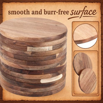 Meanplan 40 Pcs Blank Wooden Coasters, 4 x 4 x 0.28 Inch, Round, Brown - Image 4