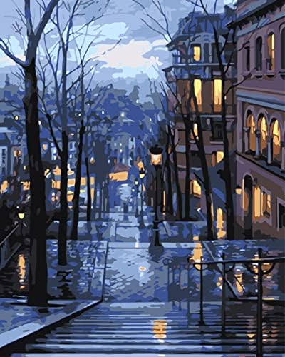 QUITEDEW Paint by Number for Adults,City Paint by Number,Night View Oil Painting Street Scenery Suitable for Home Wall Decoration 16x20 Inch by QUITEDEW