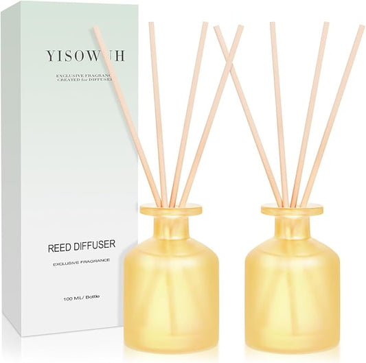YISOWUH Reed Diffuser - BlackBerry Pineapple 3.38oz (100ml) 2 Packs Essential Oil Reed Diffuser Set with 16 Sticks, Long Lasting Fragrance for Home, Bathroom, Bedroom, Room, Decor