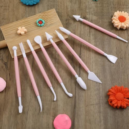 8 Pcs Clay Sculpting Tools Kit Fondant Sculpting Tool Set Air Dry Clay Tools Double Head Pottery Modeling Clays Carving Tool Plastic Cake Decorating Pens for Flower Modeling Baking Crafts Adult Pink - Image 7