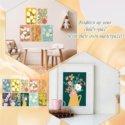Gueevin 10 Pack Paint by Numbers Kit for Adults Flowers Paint by Number DIY Acrylic Painting Canvas Without Frame, Brushes Simple Oil Painting for Home Wall Decor Gifts 12 x 16 Inch(Flower Style) - Image 6