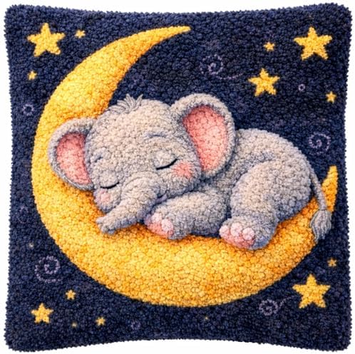 YOOTOM Cute Elephant Latch Hook Pillow Kits,Cushion Making Crafts by YOOTOM