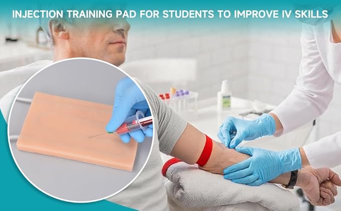 Medarchitect IV Practice Kit, IV Injection Pad for Venipuncture Training, IV Insertion Practice, Phlebotomy Blood Draw Kit for Medical Education and Nursing School