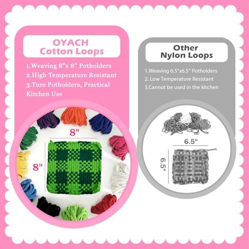 OYACH 10inch Cotton Potholder Weaving Loom Refill Loops,440 Potholder Loops - Image 2