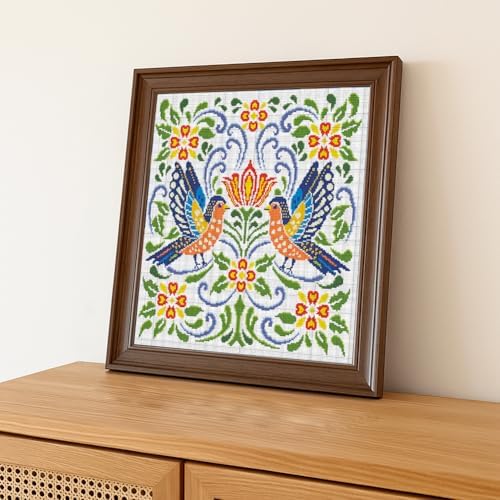 FREEBLOSS 11CT Vector Flowers Stamped Cross Stitch Kits Complete Embroidery Kits with Instruction Cross Stitch Wall Hanging Kit for Needlepoint Adults Wall Art Decoration 18x18in/45x45cm - Image 7