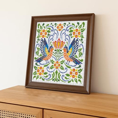 FREEBLOSS 11CT Vector Flowers Stamped Cross Stitch Kits Complete Embroidery Kits with Instruction Cross Stitch Wall Hanging Kit for Needlepoint Adults Wall Art Decoration 18x18in/45x45cm - Image 7