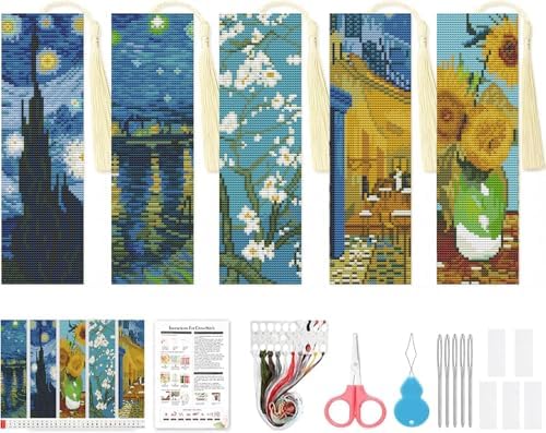 5 Pcs Cross Stitch Bookmark Kit for Adult Beginners Cross Stitch Kits by NEGEKFKX