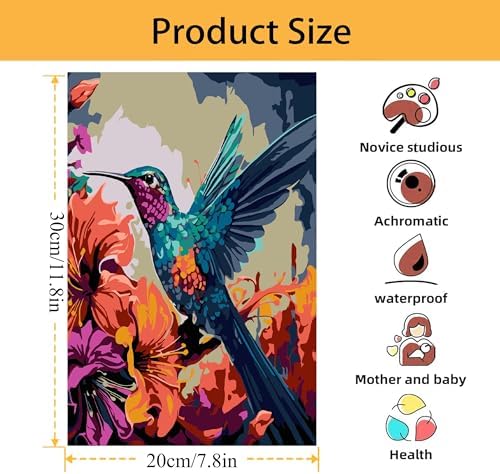 Mowana Paint by Numbers Kit for Adults Framed Canvas - with Wooden Easel, Adults' Paint-by-Number Kits Bird DIY Acrylic Oil Painting Kits Arts Crafts 7.8x11.8inch - Image 3