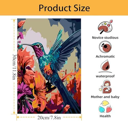 Mowana Paint by Numbers Kit for Adults Framed Canvas - with Wooden Easel, Adults' Paint-by-Number Kits Bird DIY Acrylic Oil Painting Kits Arts Crafts 7.8x11.8inch - Image 3