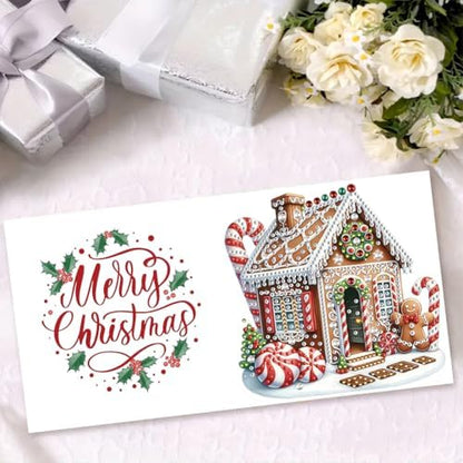jinglinhh 6pcs Diamond Art Painting Christmas House Candy Cane Wreath Greeting Cards with Envelopes, DIY Card Making Kits for Adults, Diamond Art Postcards Christmas Cards Craft Gifts - Image 7