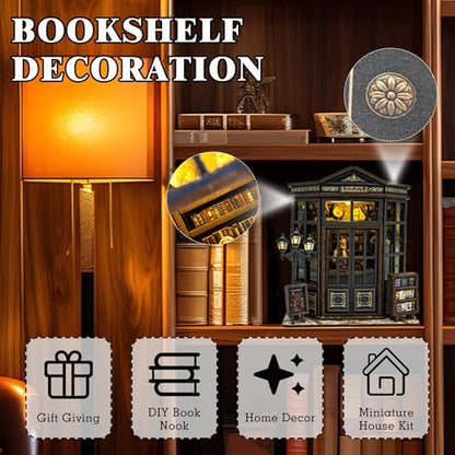 Book Nook Kit, DIY Miniature House Kit with Led Light for Adult and Teens, 3D Wooden Puzzles Book Nook, Tiny House, Gifts for Family and Friends (with Assembly Manual) - Image 3