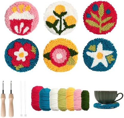 Emri Lane Punch Needle Kit – 6 Floral Design Punch Needle Embroidery Kit by EmriLane