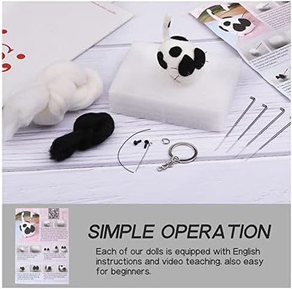 QMNNMA Needle Felting Kits for Beginners, Cow Cat Wool Felting Kit - Image 3