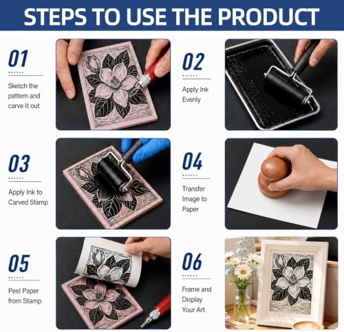 Colorful Linocut Kit for Printmaking, 2-Color Block Printing Ink for Crafts - Image 4