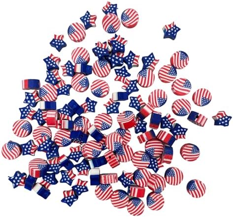 100 Pcs Patriotic Polymer Clay Beads 4th of July Mixed Heishi Spacer Beads Supplies for DIY Bracelet Earring Necklace Jewelry Making (American Flag) - Image 4
