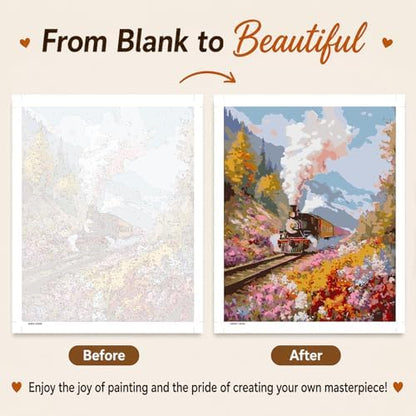 AUKELHJ Paint by Numbers Kit for Adults Beginner, Train, 16X20 Inch - Image 4