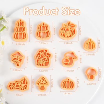 Puocaon Fall Polymer Clay Cutters - 11 Pcs Autumn Themed Cutters for Polymer Clay Jewelry Pumpkin Mushroom Earrings Making Kit for Polymeric Jewelry Design - Image 3