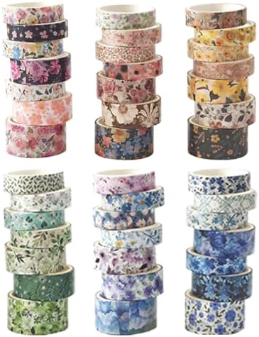 42 Rolls Vintage Floral Washi Tape Set - Decorative Tape for Scrapbooking, Journaling, Bullet Journals, DIY Crafts, and Gift Wrapping by EverydayMomentsIntoCreative