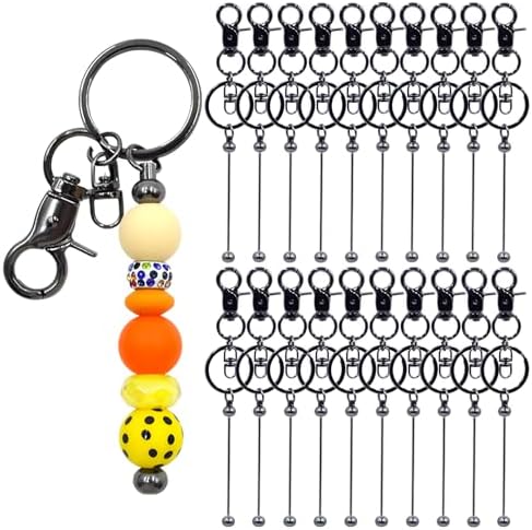 20 Pcs Beadable Keychains Bulk Kit – DIY Keychain Making Supplies with Metal Blanks for Crafts, Jewelry, Charms, Custom Projects – Blank Chain Bars for Beaded Keychain Design (Gray) by DNLEGULI