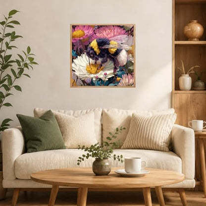 AUKELHJ Framed Paint by Numbers Kit for Adults, Bee, 10x10 inch - Image 3
