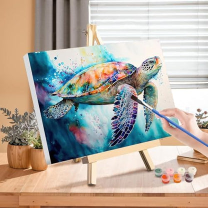 Sea Turtle Paint by Numbers for Adults with Framed Canvas-with Wooden Easel - Image 3
