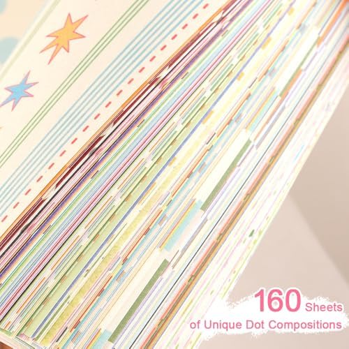 icceemee 160 Sheets of Colorful Dots Scrapbook Paper, journaling Scrapbook Supplies Craft Collage Paper Set, Junk Journal Bullet Journal Poster Room Decor for Card Making Decorative Gifts - Image 5