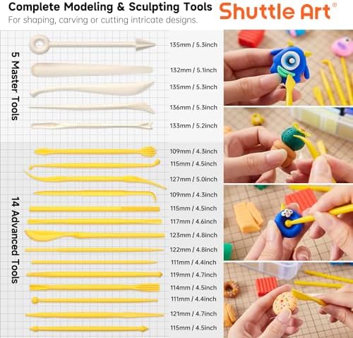 Shuttle Art Polymer Clay Kit, 57 Colors Oven Bake Clay for Kids with 19 Carving Tools and 10 Accessories, Non-Sticky, Non-Toxic, Ideal Gift for Kids - Image 3