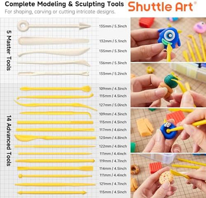 Shuttle Art Polymer Clay Kit, 50 Colors Oven Bake Clay for Kids with 19 Carving Tools and 10 Accessories, Non-Sticky, Non-Toxic, Ideal Gift for Kids - Image 3