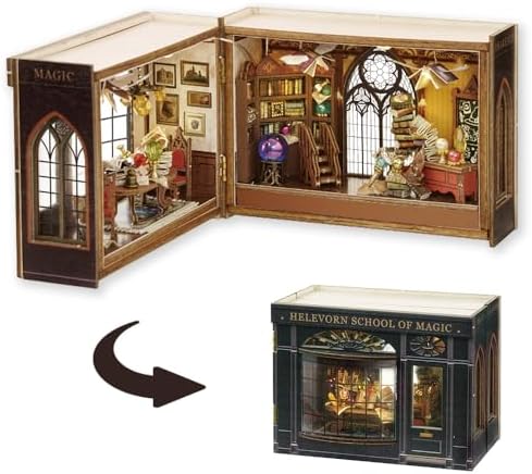 DIY Miniature House Kit with Furniture, Opened & Closed Mini Cube Dollhouse by TuKIIE