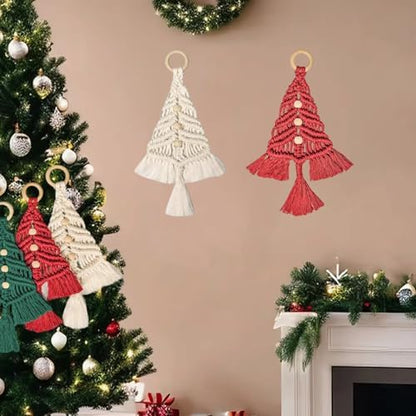 mdgfge 3Pcs Christmas Tree DIY Macrame Woven Tree Kit Christmas Tree Decoration Craft Starter Assembled Kit Boho Wall Hanging Ornaments Art Decor for Beginners Xmas DIY Party Supplies - Image 6