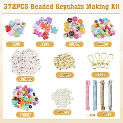 BESARME Beaded Keychain Making Kit, 372 Pcs, Colorful Alphabet Beads - Image 3