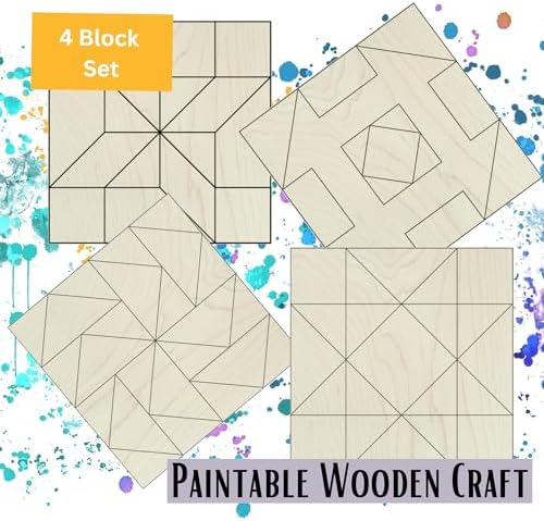Set of 4 Coasters Small Barn Quilt Kit DIY Pattern Unfinished Wood Quilting Block Sign Paintable Art for Adults and Kids (HST, Friendship Star, Dutch Square, Flying Geese) - Image 4