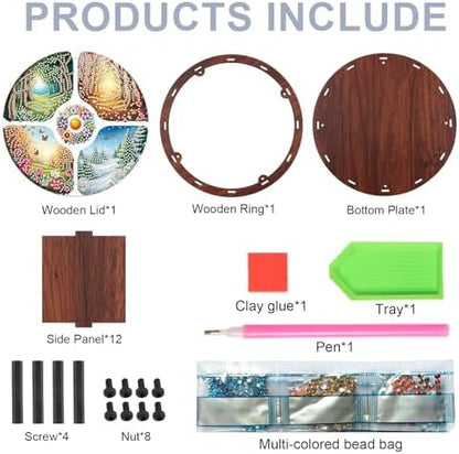 DIY Diamond Painting Fruit Bowl Storage Box, Four Seasons Scenery Decorative Tray Diamond Painting Craft Set, for organising Desk Items, a Versatile and Creative Handmade Gift - Image 3