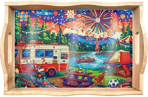 DOTSOPS 5D Diamond Art Kits for Adults Wooden Serving Tray with Handle by DOTSOPS
