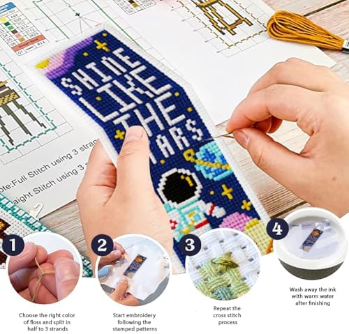 ORIGACH 6 Set Cosmic Space & Quotes Cross Stitch Bookmark Kit - Image 4
