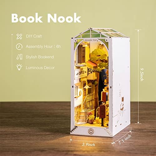 Rolife DIY Book Nook Kit Sunshine Town, DIY Miniature Booknook Kit Creative Decorative Bookend Bookshelf Insert 3D Puzzles for Adults, Halloween/Christmas Decorations/Gifts for Adults (Sunshine Town) - Image 5