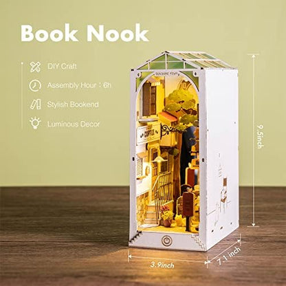 Rolife DIY Book Nook Kit Sunshine Town, DIY Miniature Booknook Kit Creative Decorative Bookend Bookshelf Insert 3D Puzzles for Adults, Halloween/Christmas Decorations/Gifts for Adults (Sunshine Town) - Image 5