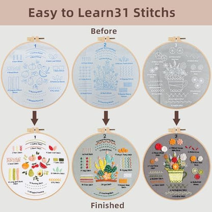 Herdiese Embroidery Kit for Beginners with 33-Stitch Practice Samplers - Image 4