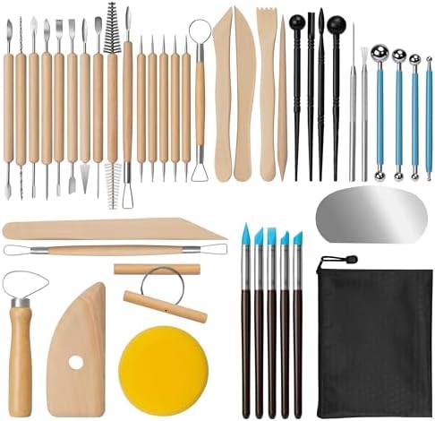 Amrules 43 Pcs Polymer Clay Sculpting Tools Kit for Adults, Light Yellow by Amrules