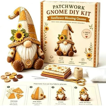 DIY Patchwork Animal Kit,Make Your own Cute Animals; Christmas Elf Patchwork Kit; Suitable for Adults and Beginners as a Sewing Project; Perfect for Home Decor and Gifts (Yellow Sunflowers) by Unknown