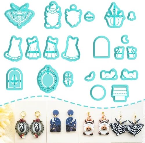 Tainsky Halloween Clay Cutters - 22 Shapes for Polymer Clay Cutters for Earrings（C） by Tainsky