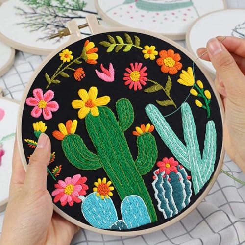 Nuberlic 3 Pack Embroidery Kit for Beginners with Cactus Pattern - Image 4