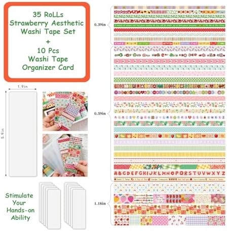 35 Rolls Strawberry Farm Washi Tape Set, Cute Fruits Decorative Scrapbook Tape and Journaling Supplies for DIY Crafts, Bullet Journals, Gift Wrapping - Image 3