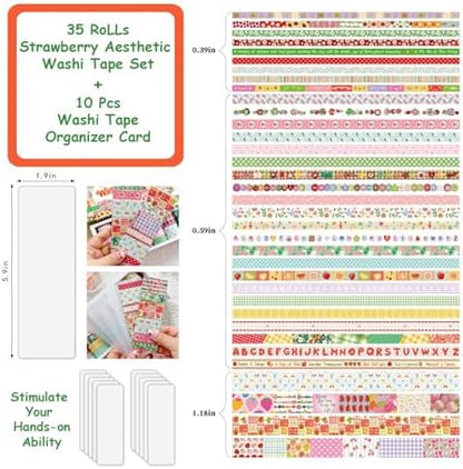 35 Rolls Strawberry Farm Washi Tape Set, Cute Fruits Decorative Scrapbook Tape and Journaling Supplies for DIY Crafts, Bullet Journals, Gift Wrapping - Image 3